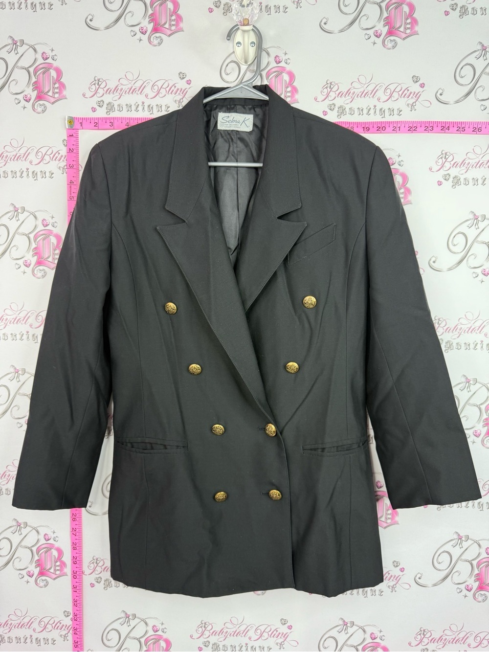 SELMA K FOR HALLMARK vintage Women's Black Double-Breasted Blazer